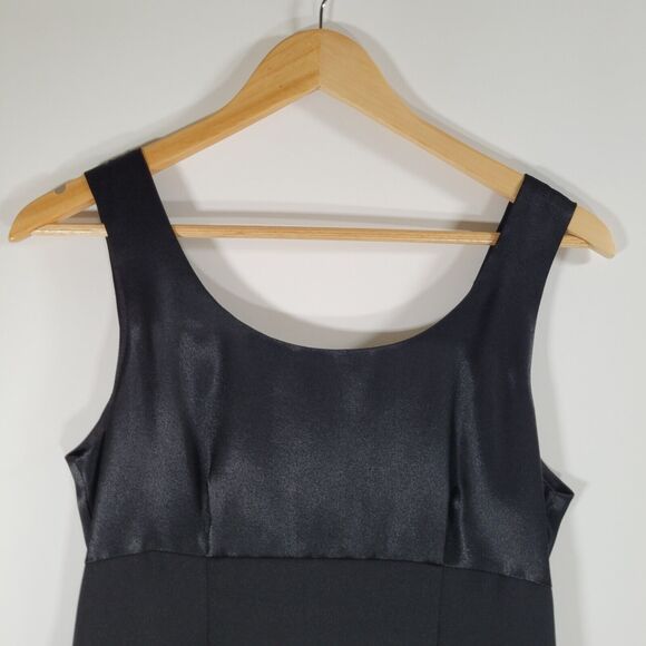 Vintage J.R. NITES Black Mini Dress Sz 6P Empire Waist Sleeveless 90s Satin S - Picture 6 of 11
